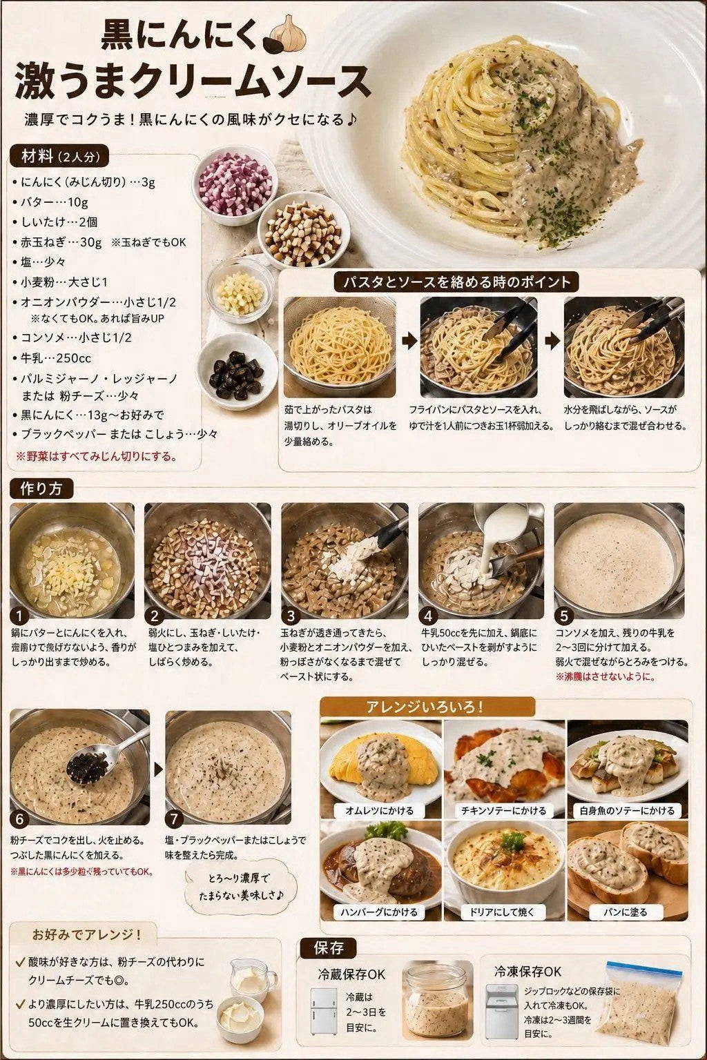 【鬼瓦オタカさんレシピ⑦】黒にんにく激うまクリームソース
