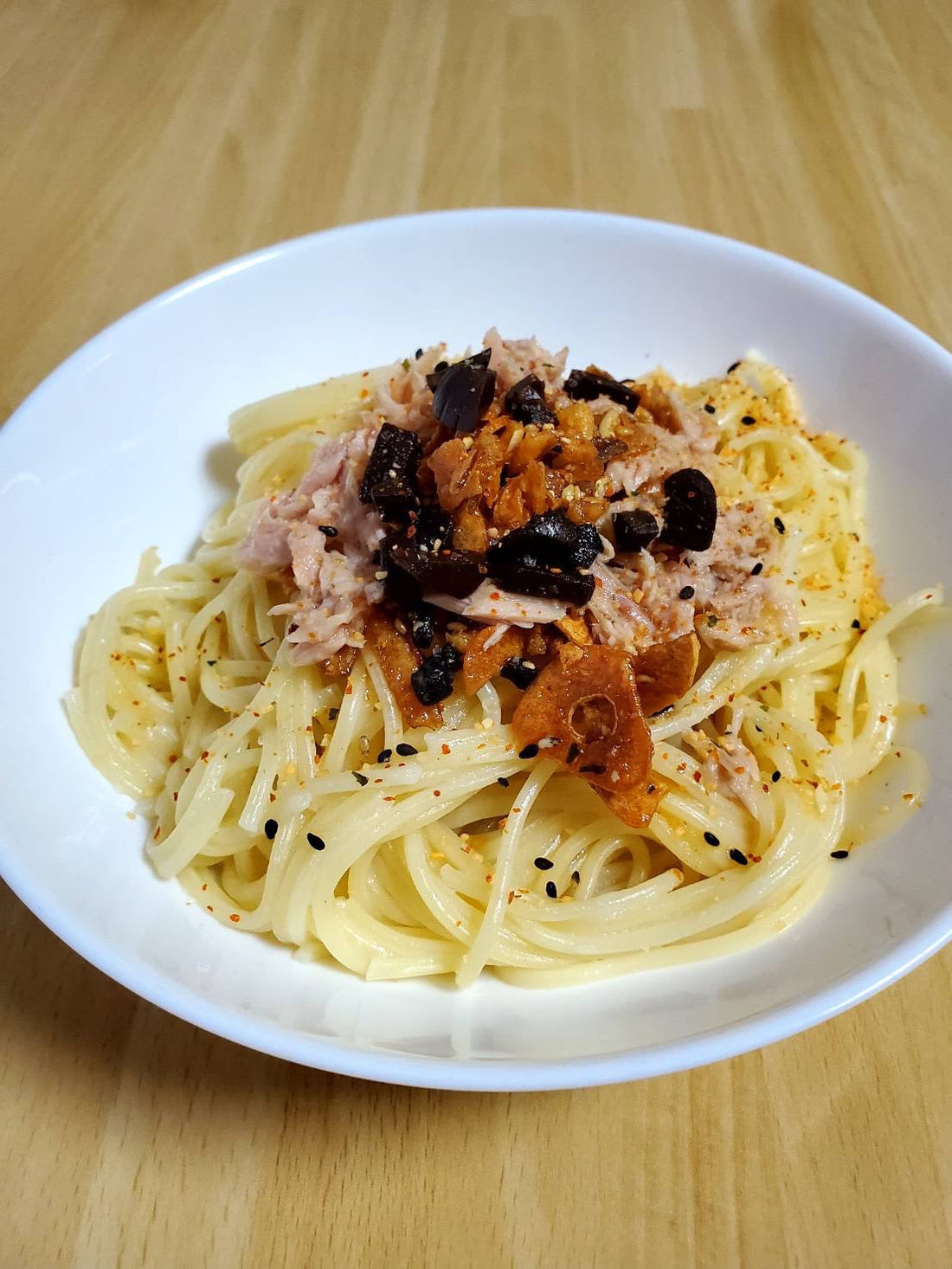 【レシピ】旨辛ラー油(追い黒にんにく)パスタ