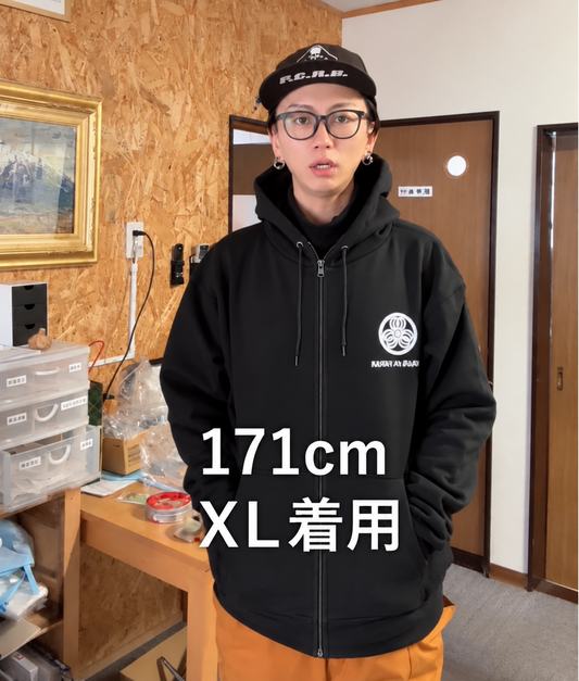 【受注生産】【11月末頃発送】かぐや農園　スタッフジップパーカー　ブラック　（送料無料）